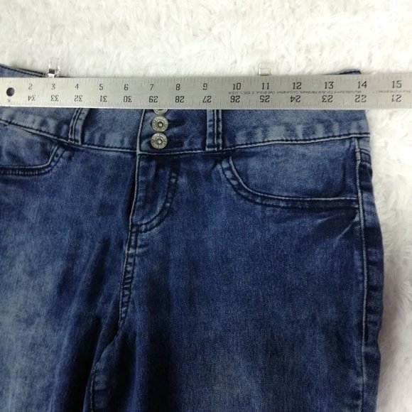 Lovesick Womens Jeans Super Skinny Blue Denim Acid Wash Mid Rise Juniors 7 - Picture 8 of 15